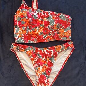 Floral One-Shoulder Bikini Set